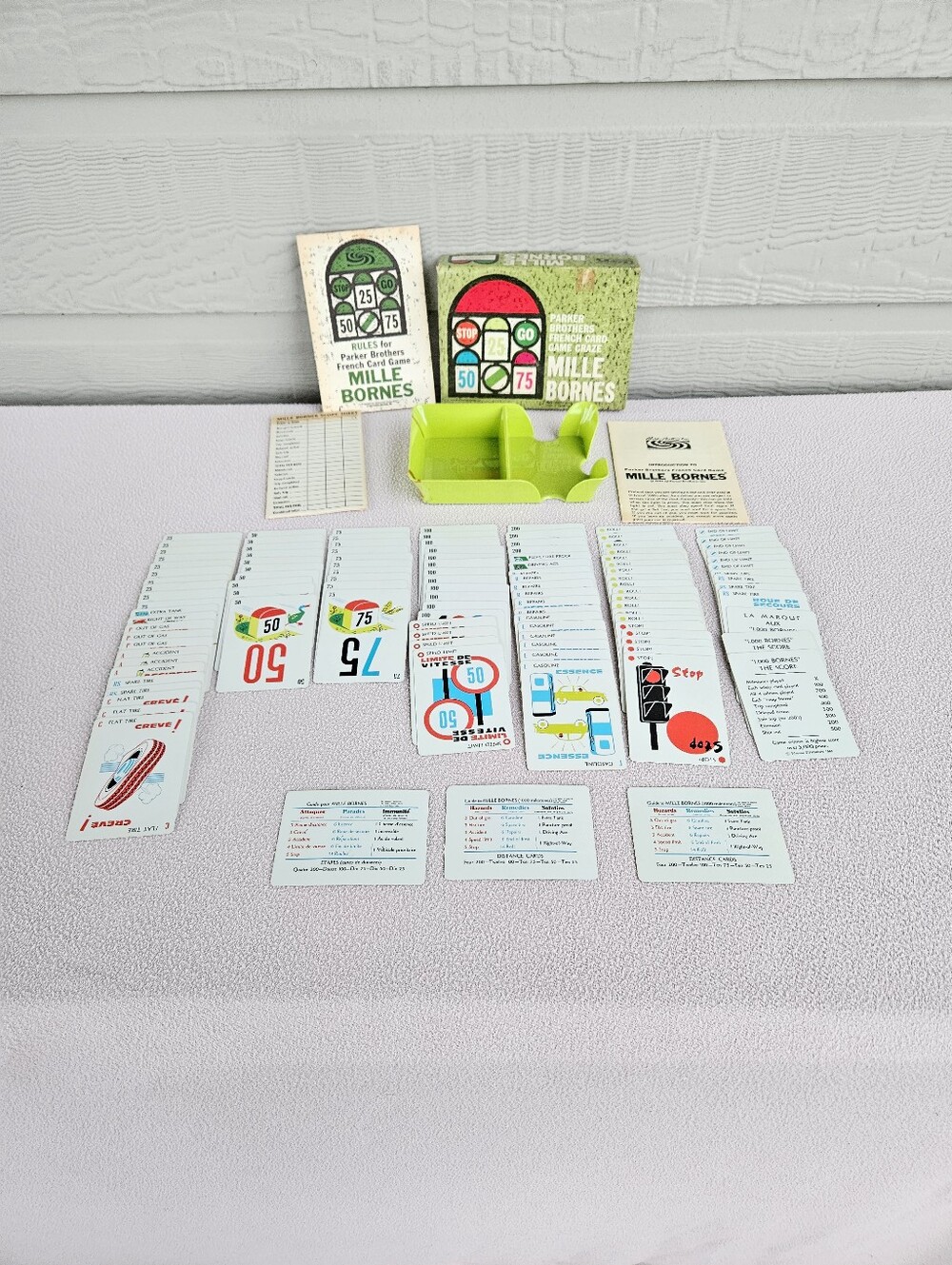 VTG Mille Bornes Card Game Parker Brothers French Card Craze COMPLETE